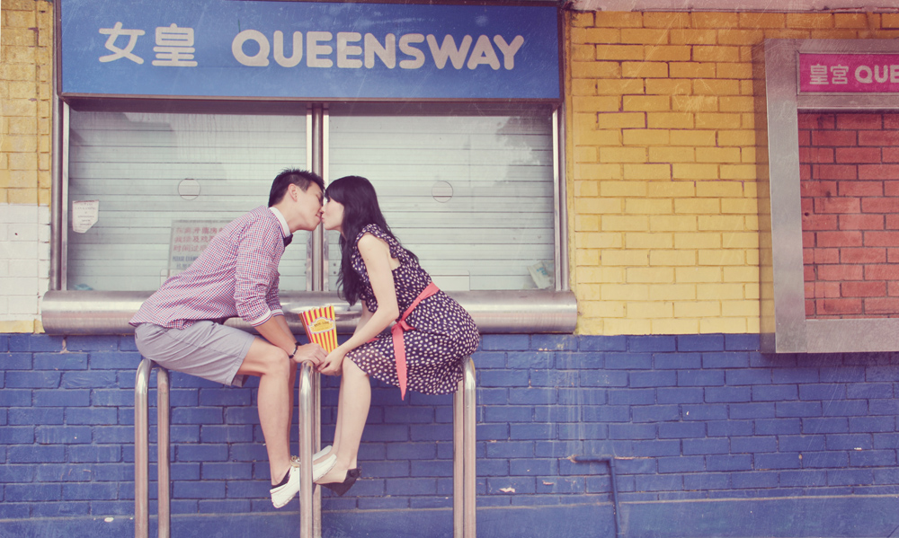 Engagement couple shoot at the now-demolished Queenstown Cinema