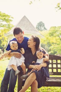 one year old twins girl botanic garden photography