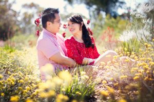 kings park Perth flower engagement couple