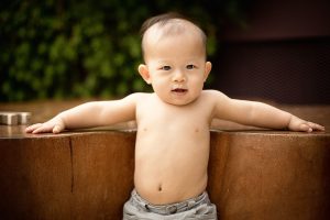 baby one year old photoshoot flower dome