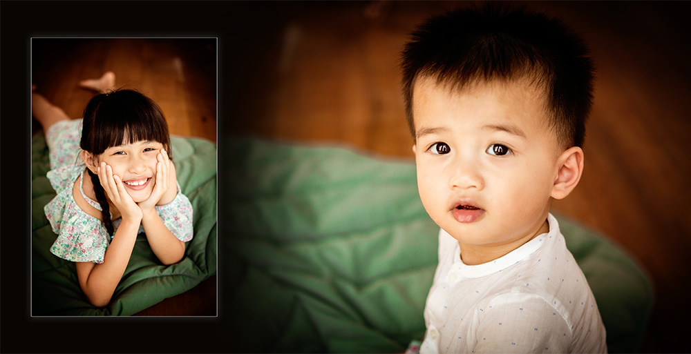 Six years old girl and her toddler brother book layout