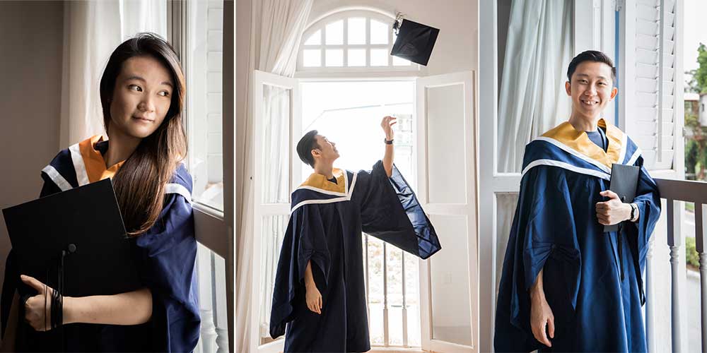 Graduation portrait by window