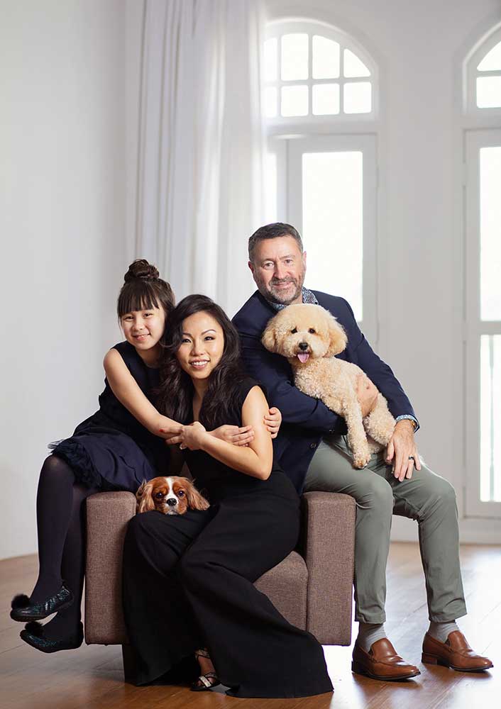 family with two pet dogs photoshoot in Oh Dear Studio