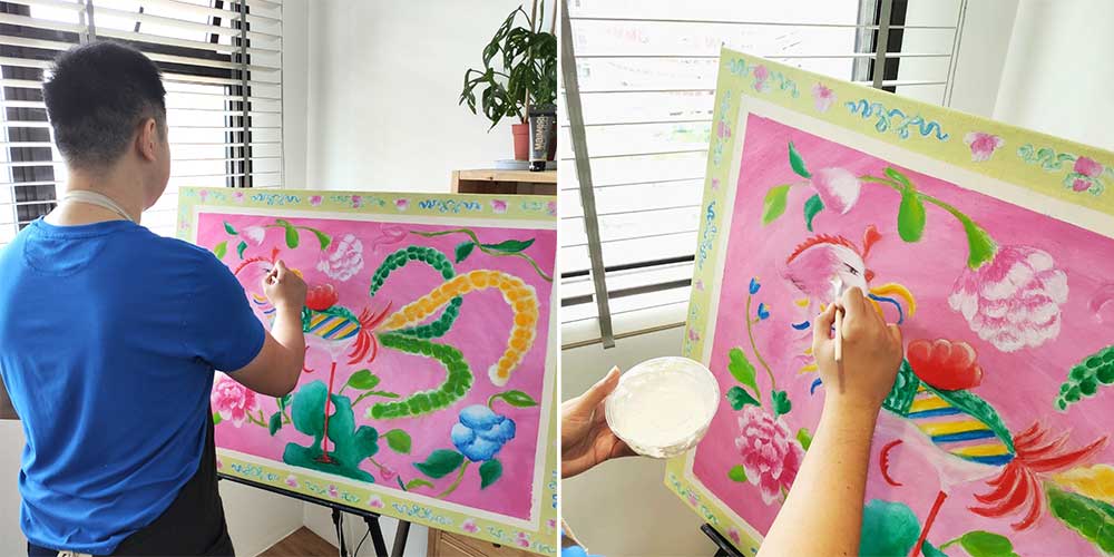 artist painting peranakan drawing