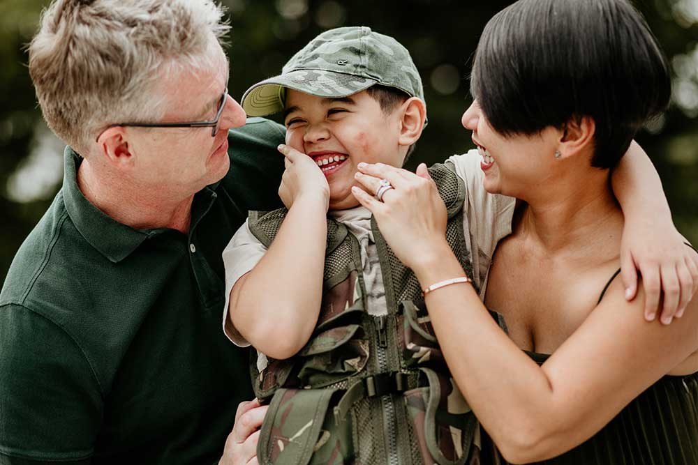 kid wearing cameo shirt for outdoor photoshoot