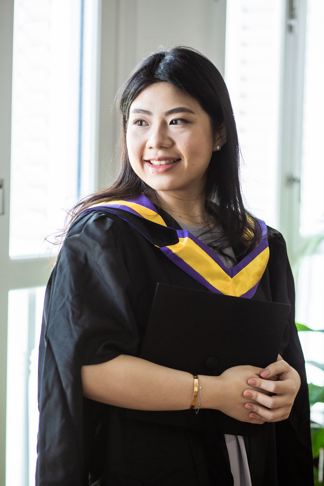 graduation girl smiling in studio