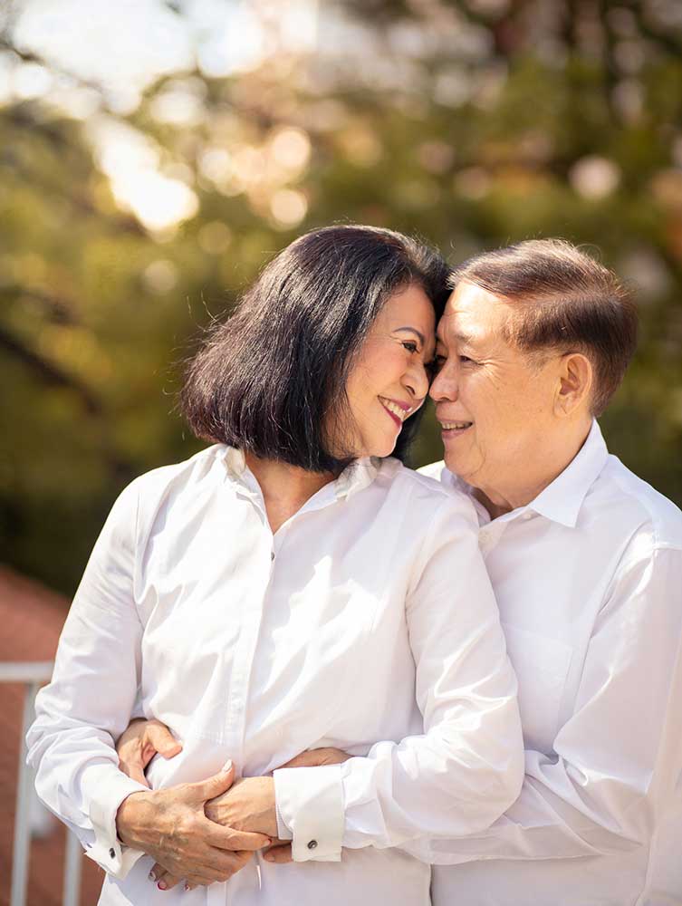 Elderly wedding anniversary couple photoshoot