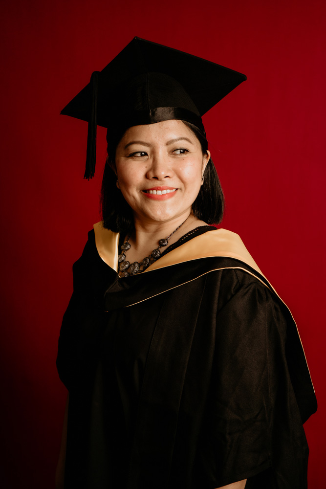 red studio backdrop graduation