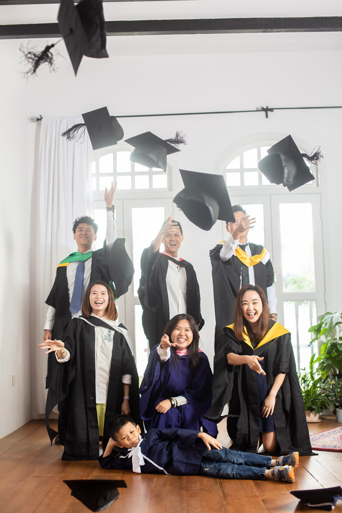 throwing graduation hats studio