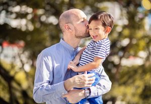 French father and son family photoshoot greenery at oh dear studio in Singapore