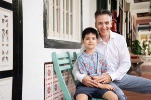 expat father and son photography outdoor shophouse