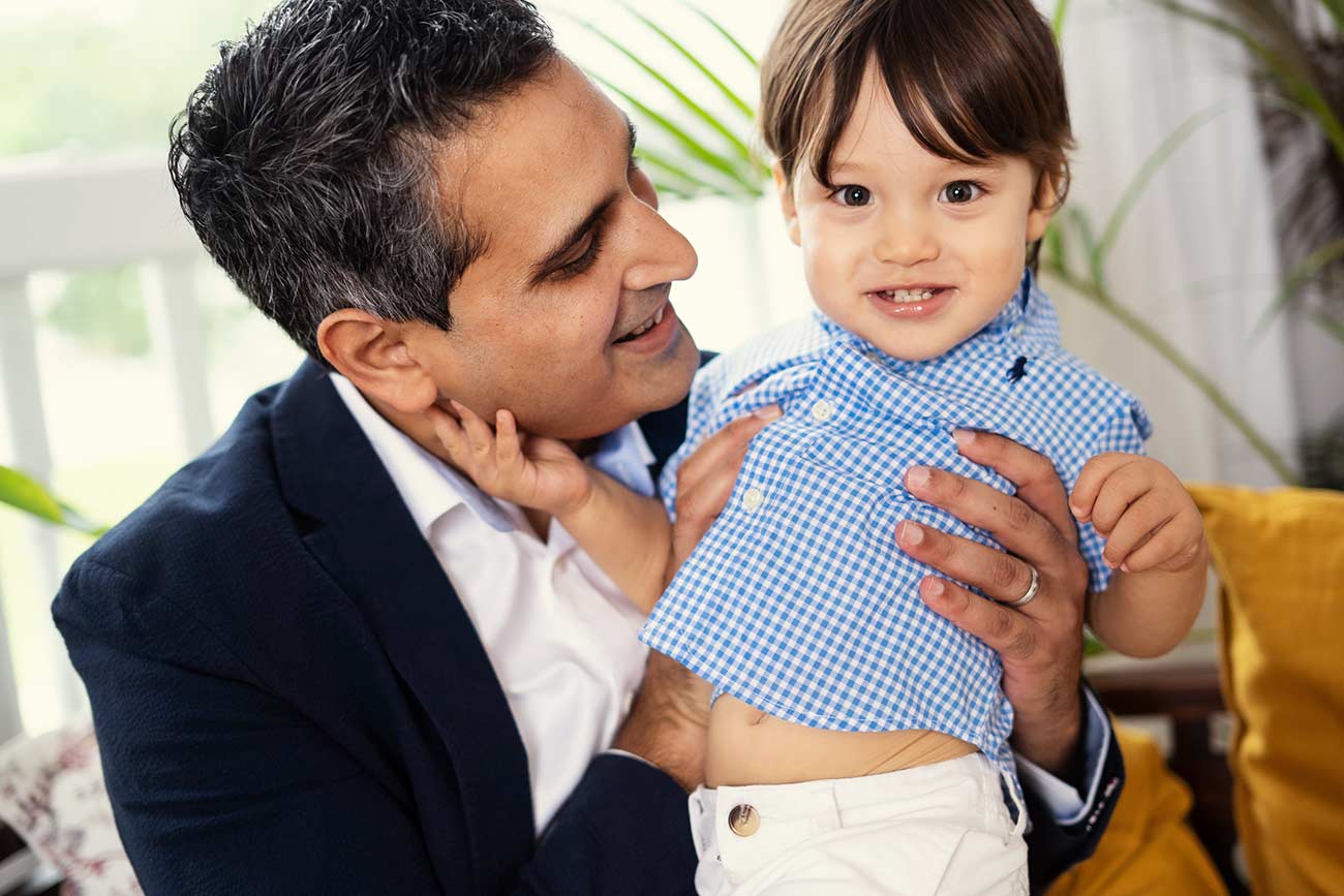 loving father and toddler son