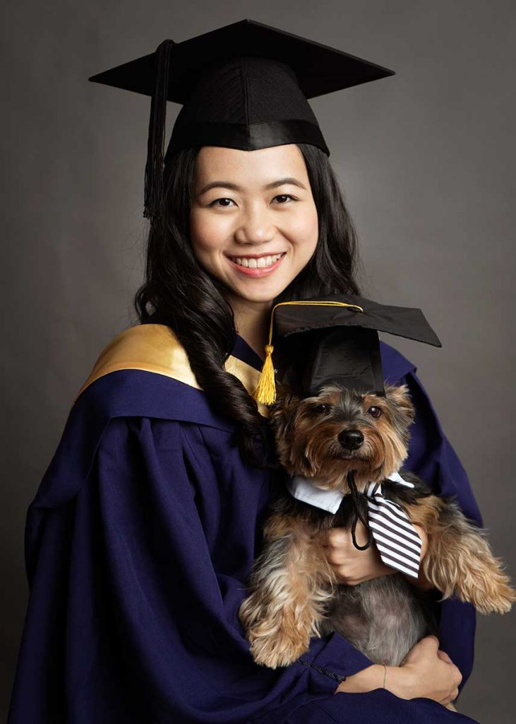 graduation with pet professional makeup photoshoot