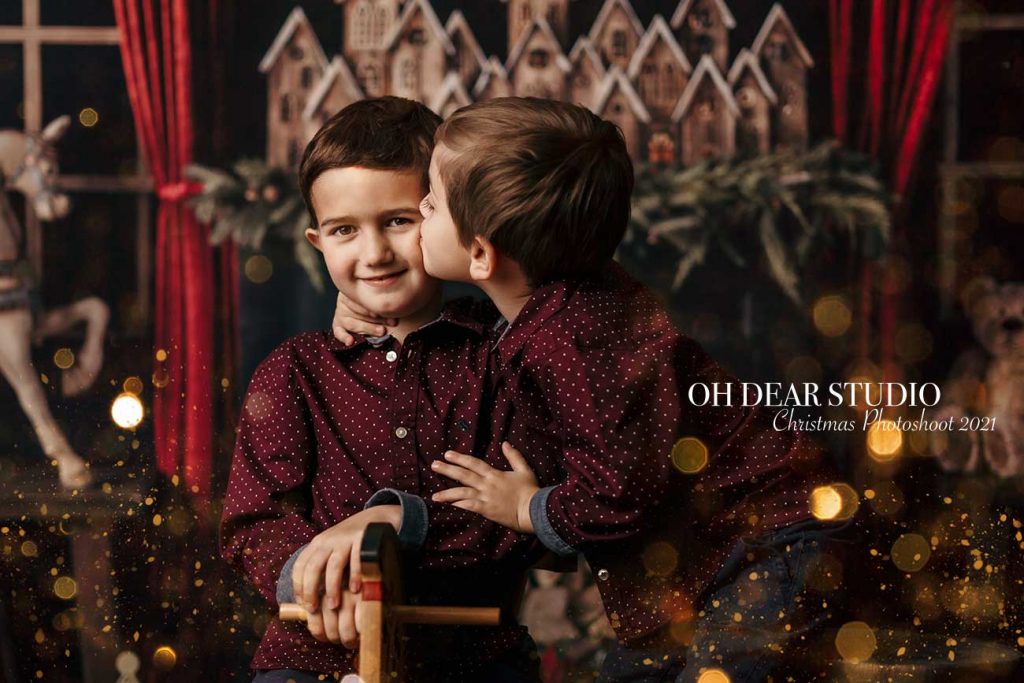 Christmas xmas photoshoot studio kissing beautiful stylish