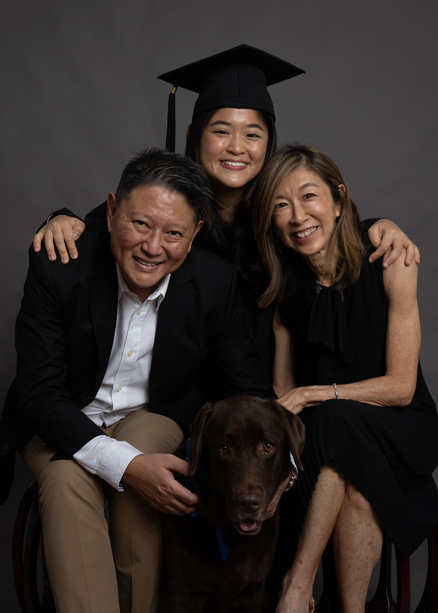 3pax graduation photoshoot SMU studio with pet dog before lightroom