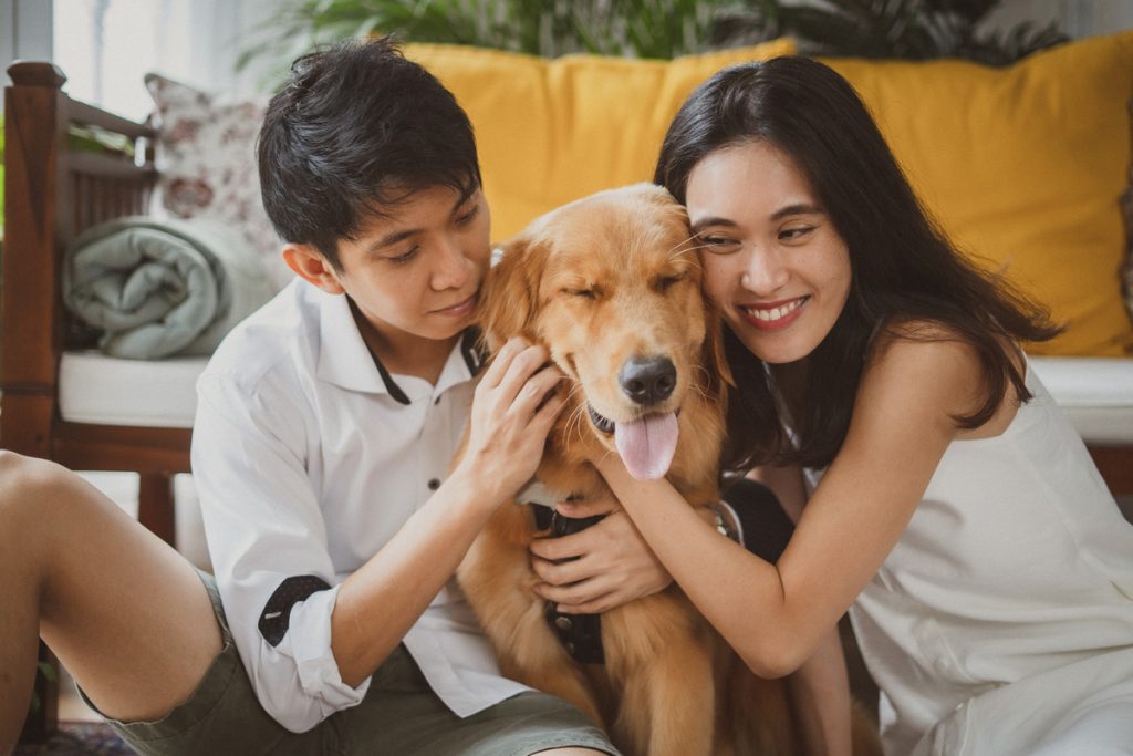 sibling hugging pet dog friendly studio singapore