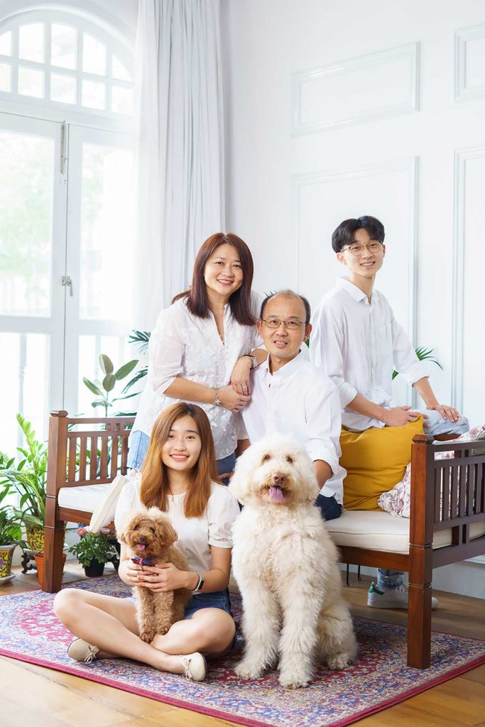 Family photoshoot with pet dogs studio professional sg