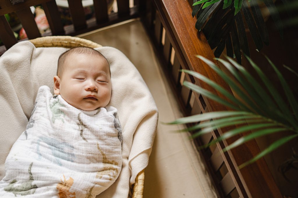 sleeping 100 day old baby photoshoot natural light studio singapore