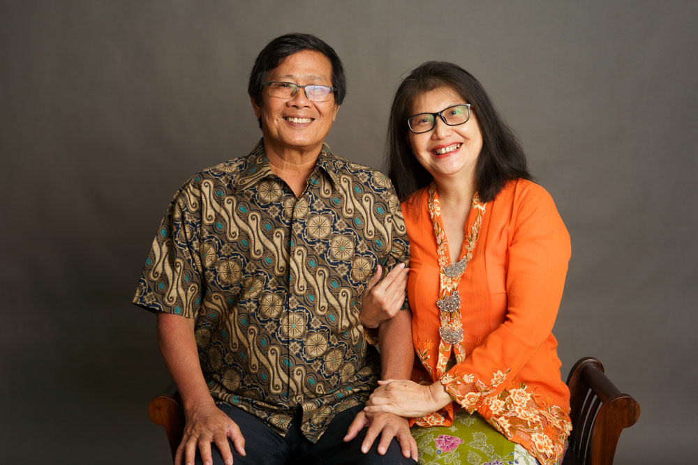 smiling grandparents Peranakan Kebaya portrait studio