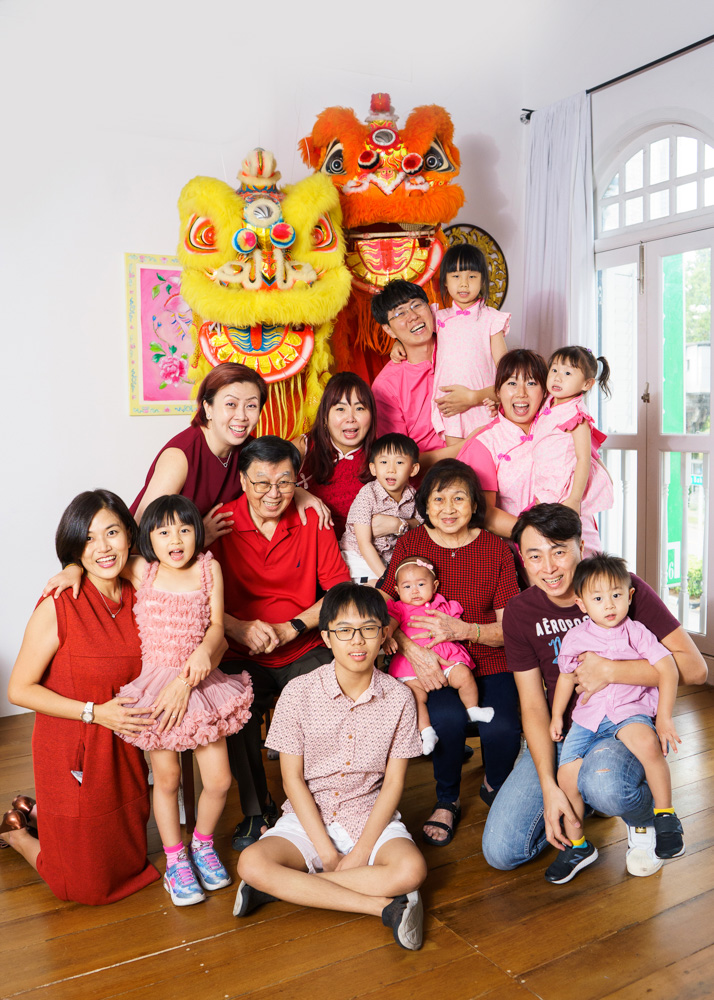 extended family celebrate Chinese new year studio