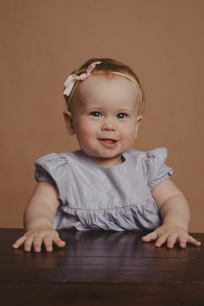 one year old baby studio portrait