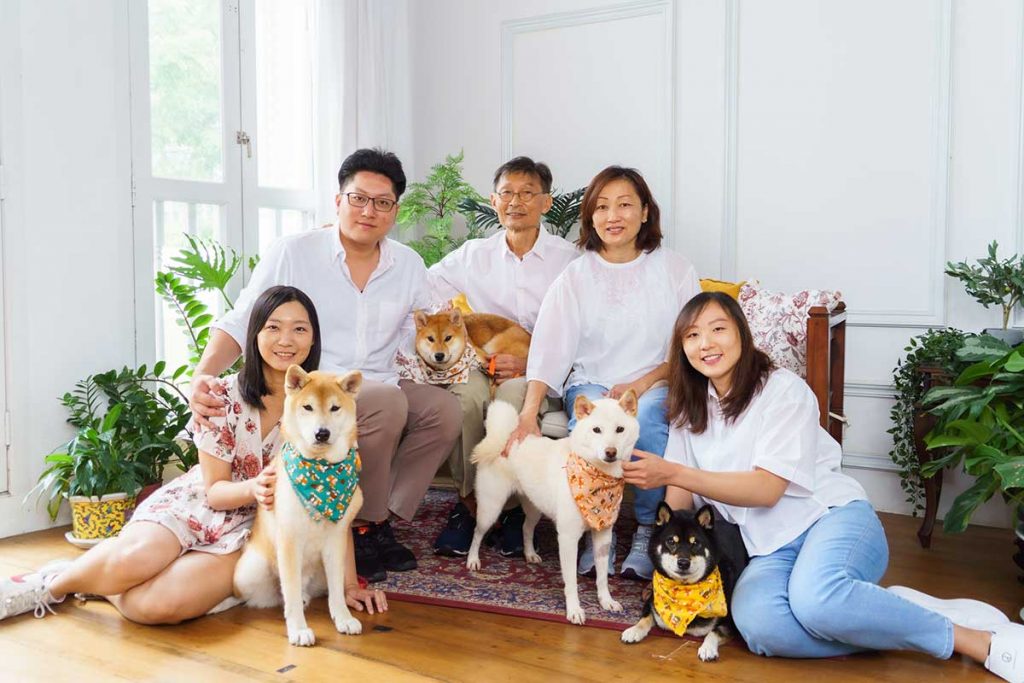 adult family 4 pet dogs photoshoot studio singapore