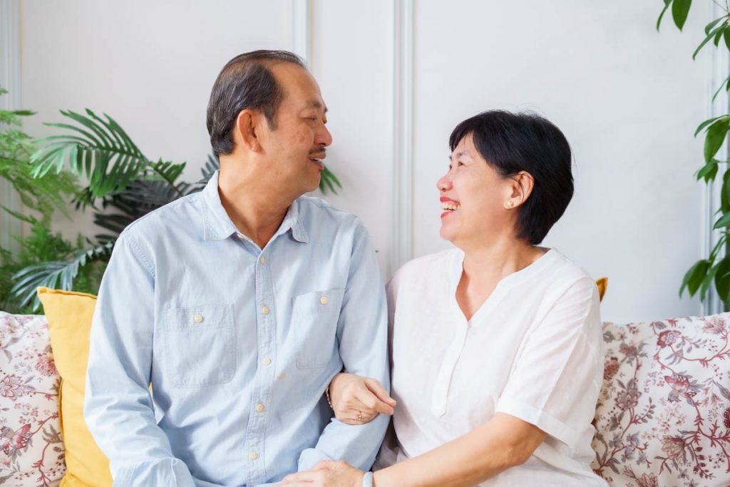 candid elderly grandparents couple portrait