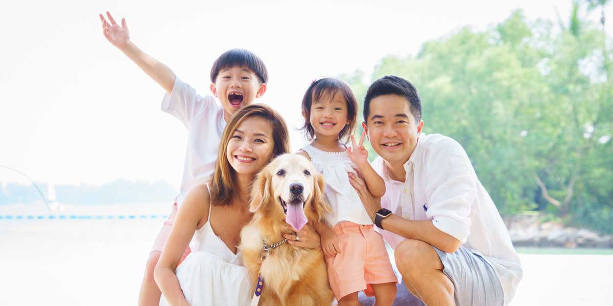 4pax and pet dog family outdoor photoshoot at Sentosa Tanjong Beach