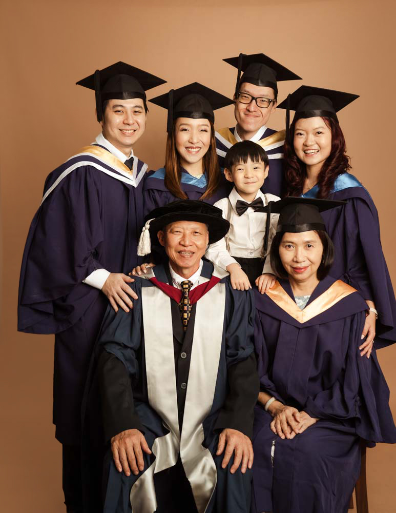 extended family PHD Graduation photo studio