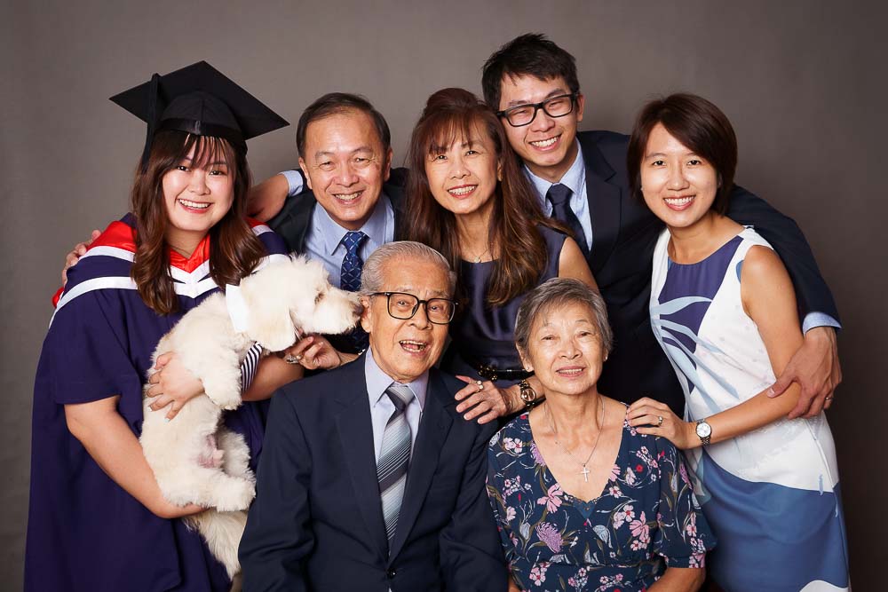 Graduation Family photoshoot with Grandparents and pet dog