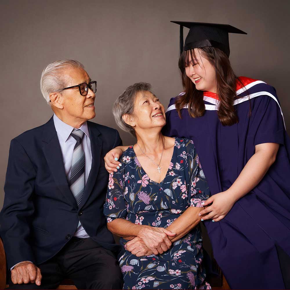 Candid graduation photoshoot with grandparents