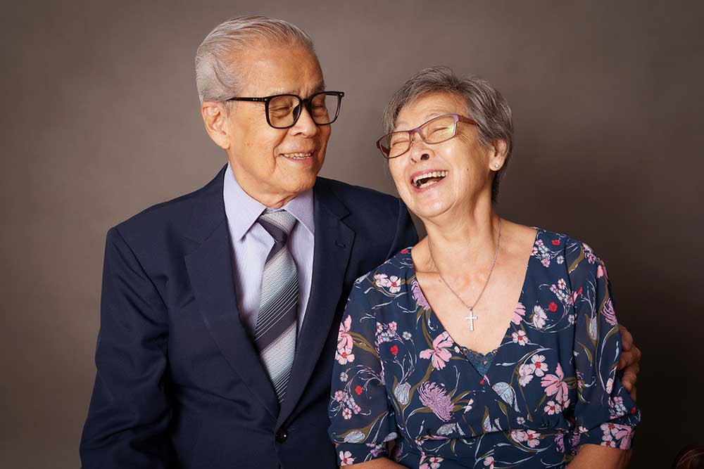 grandparents couple photoshoot studio candid