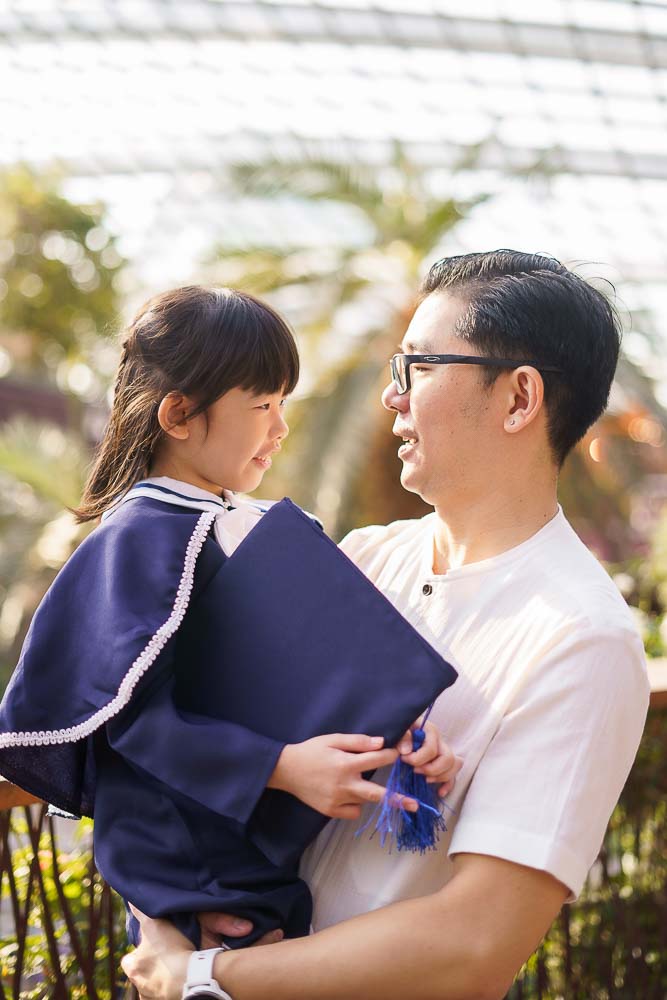 father and daughter candid portrait gardens by the bay