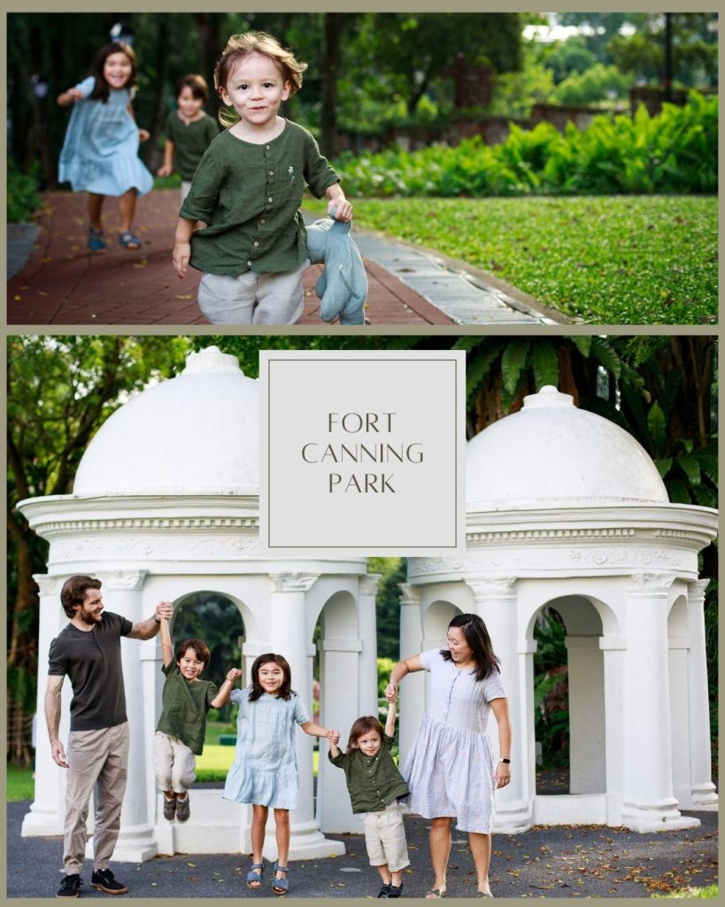 Family of 5pax photoshoot at Singapore greenery Fort Canning Park