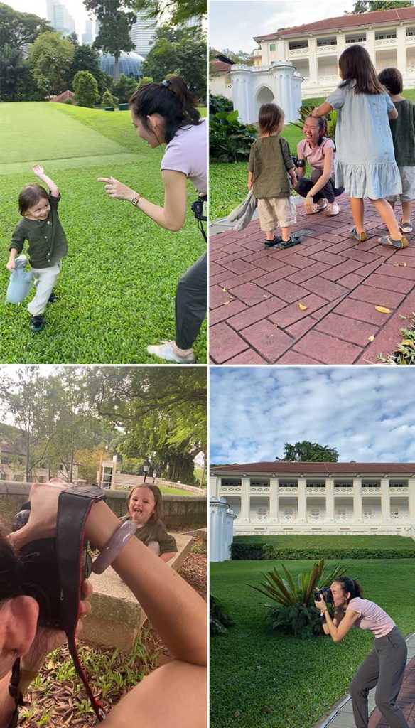 behind the scene of a outdoor family photoshoot