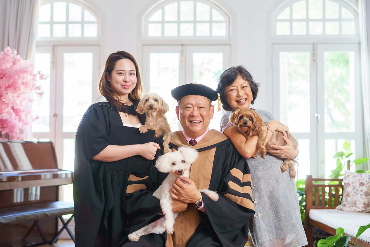pet friendly family graduation photography studio in Singapore